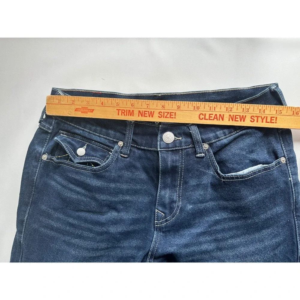 True Religion Geno Relaxed Slim Dark Wash Jeans Mens 30 Contrast Stitch Blue
